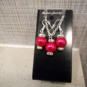 Custom made Red Earring and necklace set